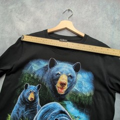 Wild Men’s Bear Graphic T-Shirt Size M Black Blue Wildlife Animal Print Tee