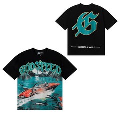 Summer New Style Skull Rock Band Letter Print Short-sleeved T-shirt GOD1