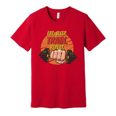 Eat Sleep Train Repeat Unisex Fitness Graphic T Shirt For Gym And Workout Cotton