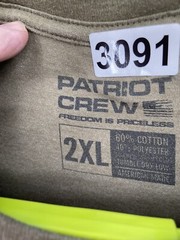 Patriot Crew Shirt Adult XXL Green Made In USA Flag Identify Olive Army America
