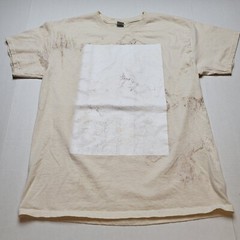 White Square T-Shirt Mens L Stains Beige F63