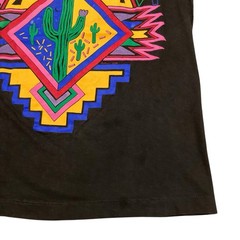 VTG 80s Cactus Southwest Native Art Deco Black T-Shirt L Single Stitch USA Made