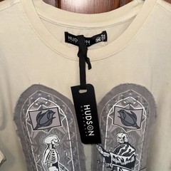Hudson Outerwear Tan Stained Glass Skulls Graphic Short Sleeve T-shirt Mens XXL