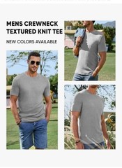 JMIERR Men Slim T Shirt Crew Neck Short Sleeve Gray Comfort Fabric Moisture Wick