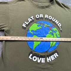 Earth Nature Tee Shirt FLAT OR ROUND LOVE HER Men XL Crew Neck