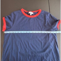 Evereve Ever Ringer Tee Shirt Navy Red Short Sleeve Casual Classic Medium