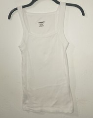Papi Premium Cotton Modern Square Neck Tank Style Medium White Ribbed