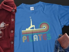 Pilates Vintage Retro T-Shirt, Funny Workout Fitness Yoga Tee Gift, Gym Shirt
