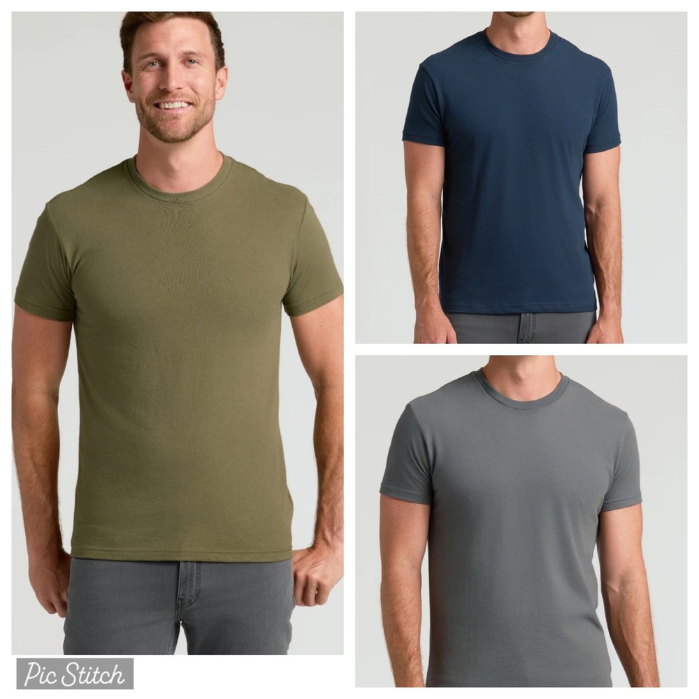 3 Pack Mens T-Shirts 2XL Military Green Carbon Navy Blue TCT4000 Bundle New