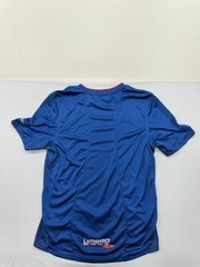 Umbro Blue Soccer Jersey L Short Sleeve V Neck Red Trim Unisex Adult