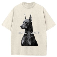 100% Cotton Oversized T-Shirt, Monochrome Doberman Vintage Streetwear Unisex Tee