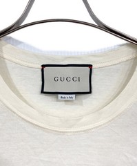 GUCCI Distressed Snake Flora Vintage Logo T-Shirt Ivory Cotton Italy Size S