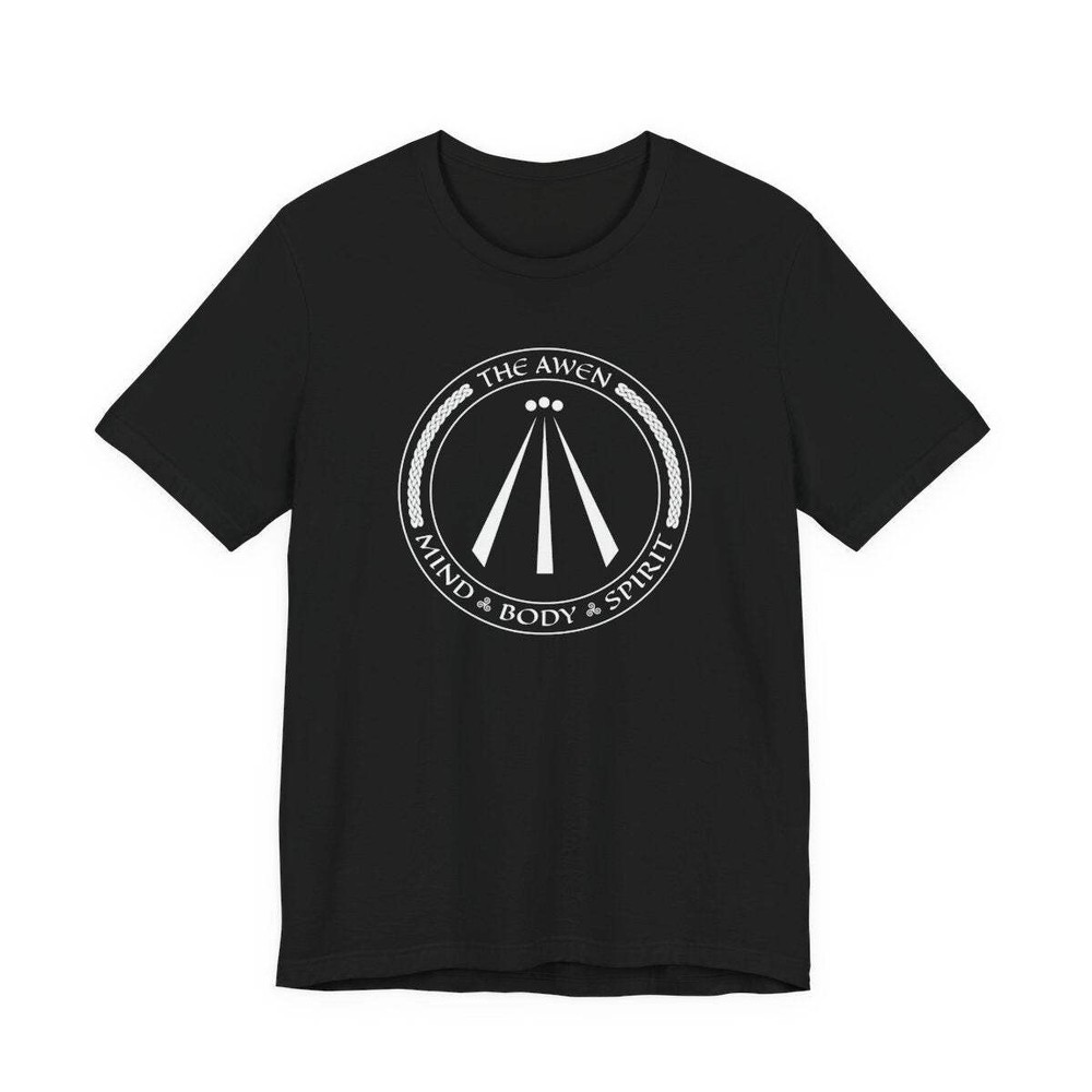 Awen Symbol Graphic with Mind Body Spirit Text T-Shirt | Celtic Unisex Tee