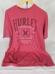 Hurley Mens Red Logo Front Graphic Print Causal Shirt XL
