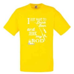 Fishing Drink Beer And Jerk Rod Humour Novelty T Shirt Various Colours And Sizes