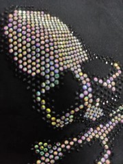 New Men Luxury Rhinestones Gothic Fashion Skull Black White T-Shirt High Quality