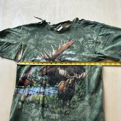 Y2K Distressed Moose Nature Wildlife Shirt Mens Medium Green Outdoor Tee T-Shirt