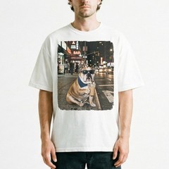 English Bulldog Bandana Iced Latte NYC Night Street Unisex T-Shirt Funny Tee