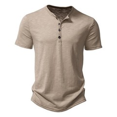Polyester Men 2024 Brand T-Shirts Ultra-Soft Henley Slim Fit Sleeve V Neck T