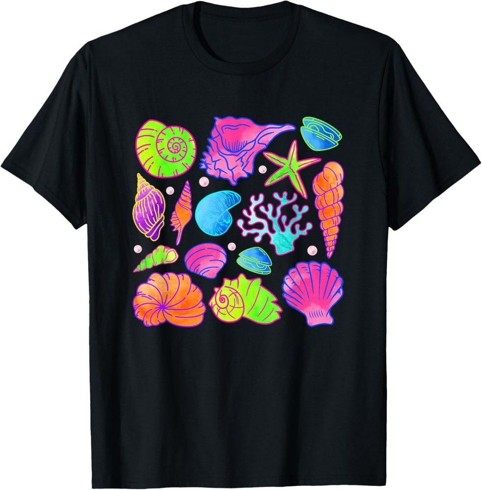 Colorful Seashells And Starfish Design Fun Gift Unisex T-Shirt