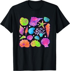 Colorful Seashells And Starfish Design Fun Gift Unisex T-Shirt