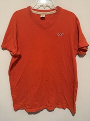 Hollister California Orange V-Neck Logo T-Shirt Men’s XL