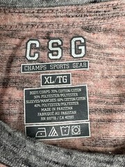 CSG Mens T-Shirt Pink-Gray Heathered Crew Neck Raglan Short Sleeve XL