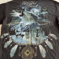 Wild Look Wolf Double Sided Backhit T Shirt L/XL Black