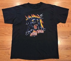 Born Wild Panther Shirt XL Double Sided Used Black 90’s Biker Motorcycle