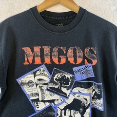 Migos Reppin the Culture Mens Band T Shirt Sz M Black Distressed Hip Hop Rap Y2K