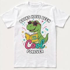 Books Have Been Cool Forever T-Shirt Cute T-Rex Reading Dinosaur Student