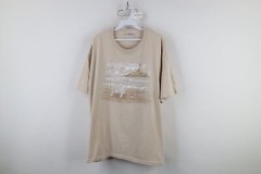 Vintage 90s Streetwear Mens XL Distressed Beach Lighthouse T-Shirt Beige Cotton