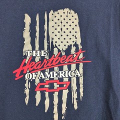 Chevrolet Heartbeat Of America Logo Navy T-Shirt Mens L Reflective Flag Chevy