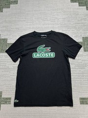 Lacoste Shirt Mens Medium Black Green Cotton Blend Pullover *