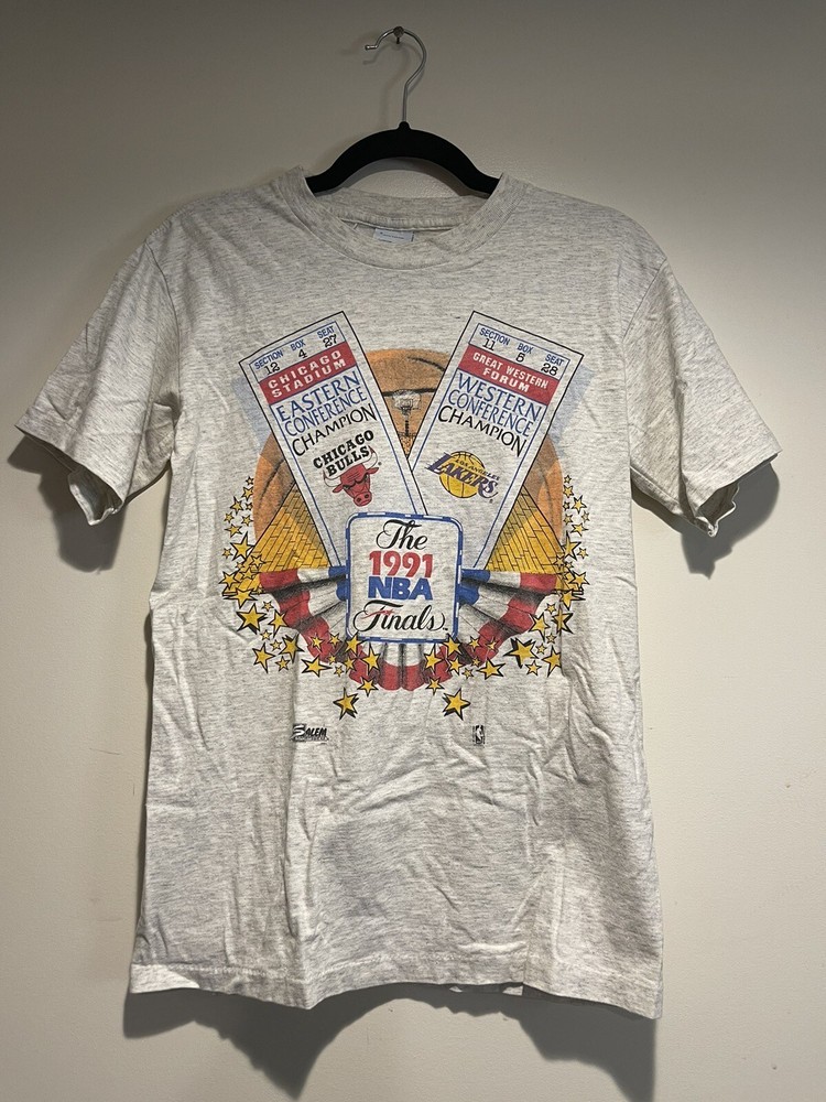 1991VINTAGE NBA FINALS CHICAGO BULLS LA LAKERS T-SHIRT TEE BASKETBALL SMALL MEN