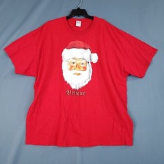 Men’s Heavy Cotton Short Sleeve Christmas Holiday Shirt Santa Claus Red Size 3XL