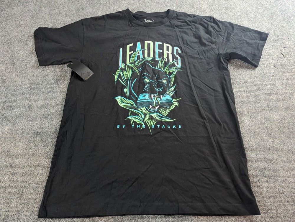 Outrank T-Shirt Men’s XL Black Graphic Print Leaders NWT