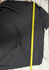 Theory Gaskell V Neck Short Sleeve T Shirt Knit Classic Heathered Gray XXL