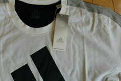 NWT ADIDAS Big & Tall Men’s 3 Stripe Colorblock T-Shirt Navy Blue Gray