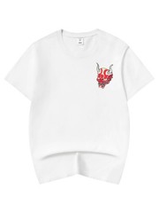 Niepce Red Demon Embroidered Tee Japanese Streetwear T-Shirt for Men
