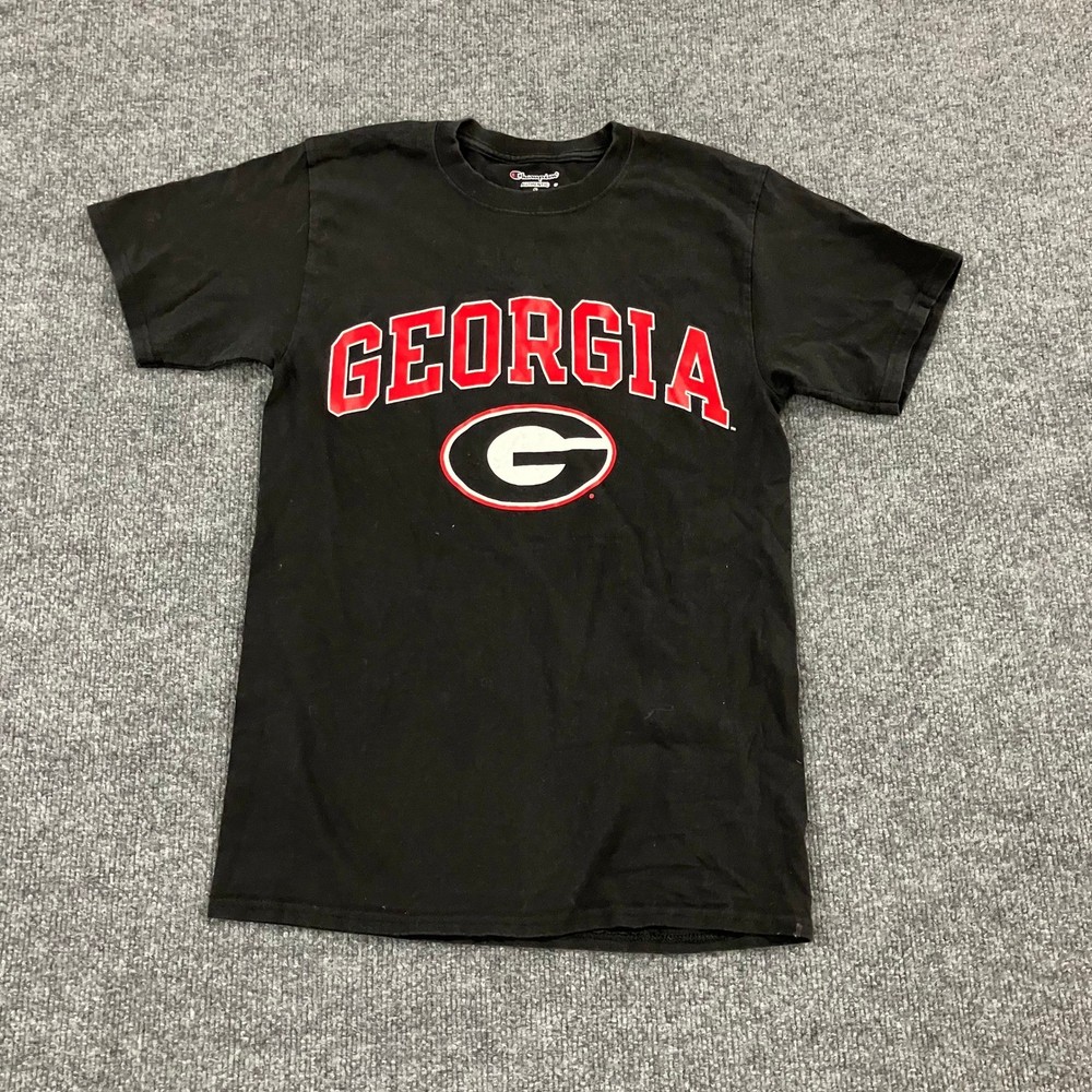 Champion T-Shirt Mens Size S Black Georgia Bulldogs NCAA Graphic Crew Neck Tee