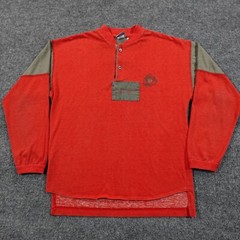 VTG OP Ocean Pacific Shirt Men S Orange Henley Baseball Tee Military 80s 0378