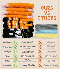 4X Thicker Halloween Fuzzy Socks for Women Cozy Fluffy Warm Soft Socks for Fa…