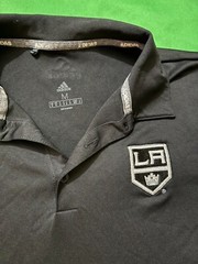 Los Angeles Kings Adidas Climate NHL Pro Collection Polo T Shirt Medium Black
