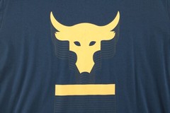 Under Armour Shirt Men’s XL Blue Heatgear Project Rock T Short Sleeve Bull Skull