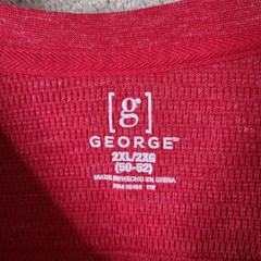 George Shirt Mens XXL Red Waffle Knit Henley Long Sleeve Cotton Blend Thermal