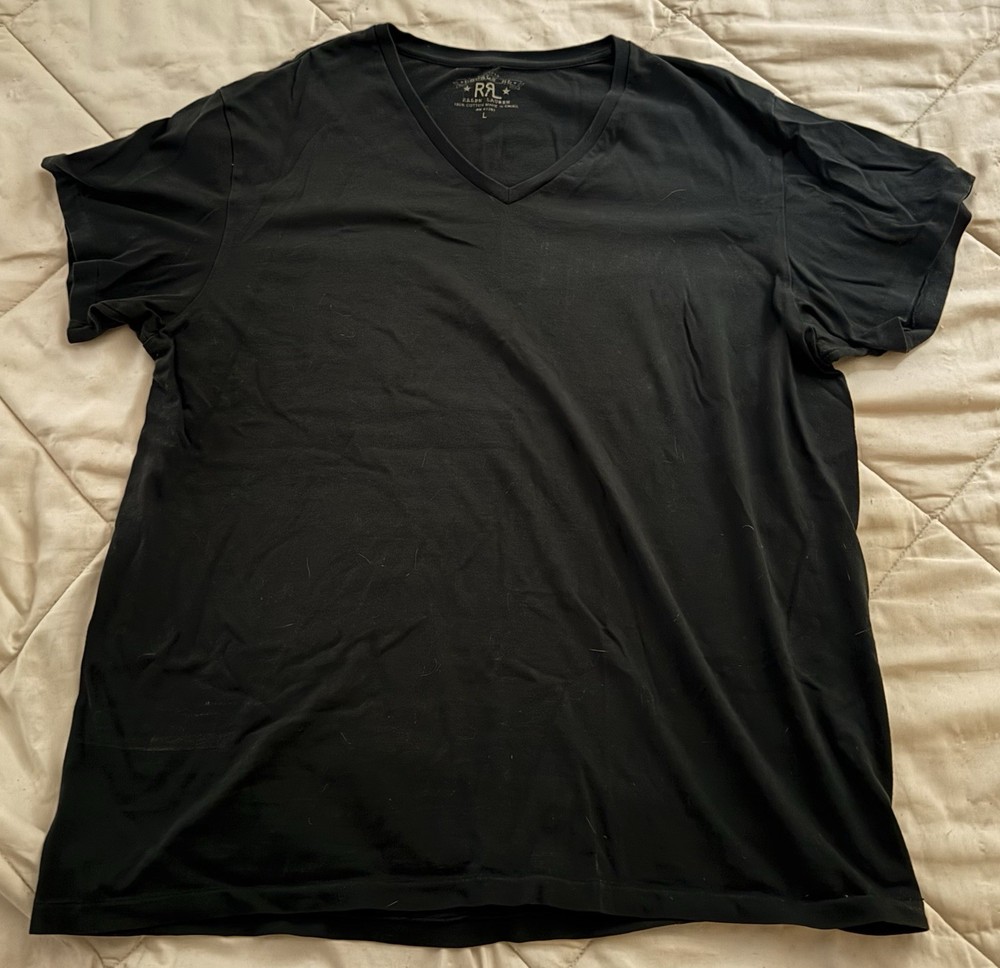 RRL Double RL Ralph Lauren V-Neck T Shirt Color Black Size L