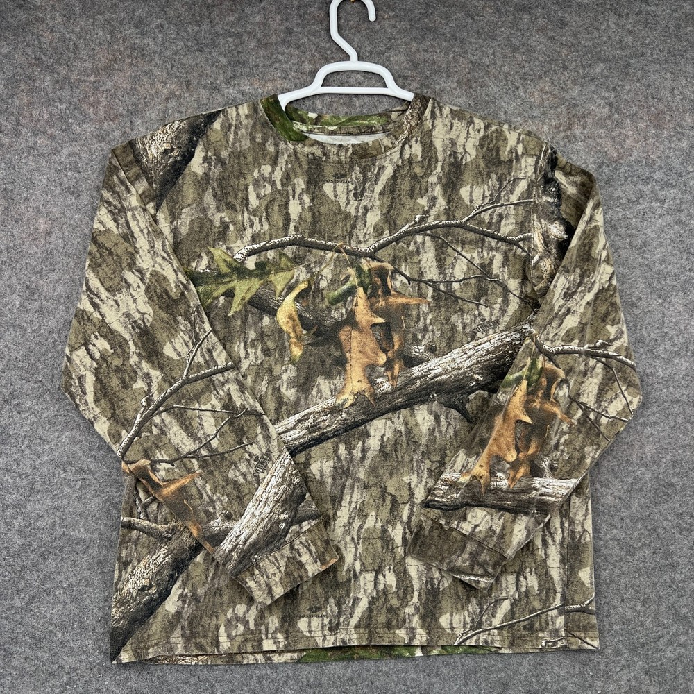 Magellan Mossy Oak Shirt Mens Large Brown Camo Long Sleeve Hunting Outdoors