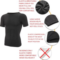 Men Slimming Body Shaper Gynecomastia T-shirt Posture Corrector Vest Compression