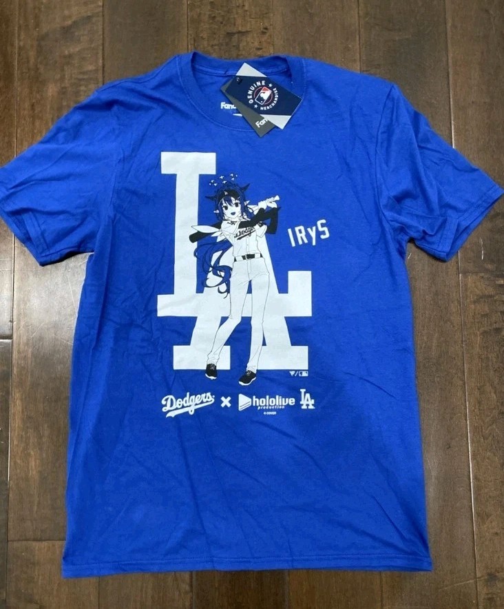 Official LA Dodgers x Hololive Night IRYS T-Shirt 7/5/25 Size MEDIUM